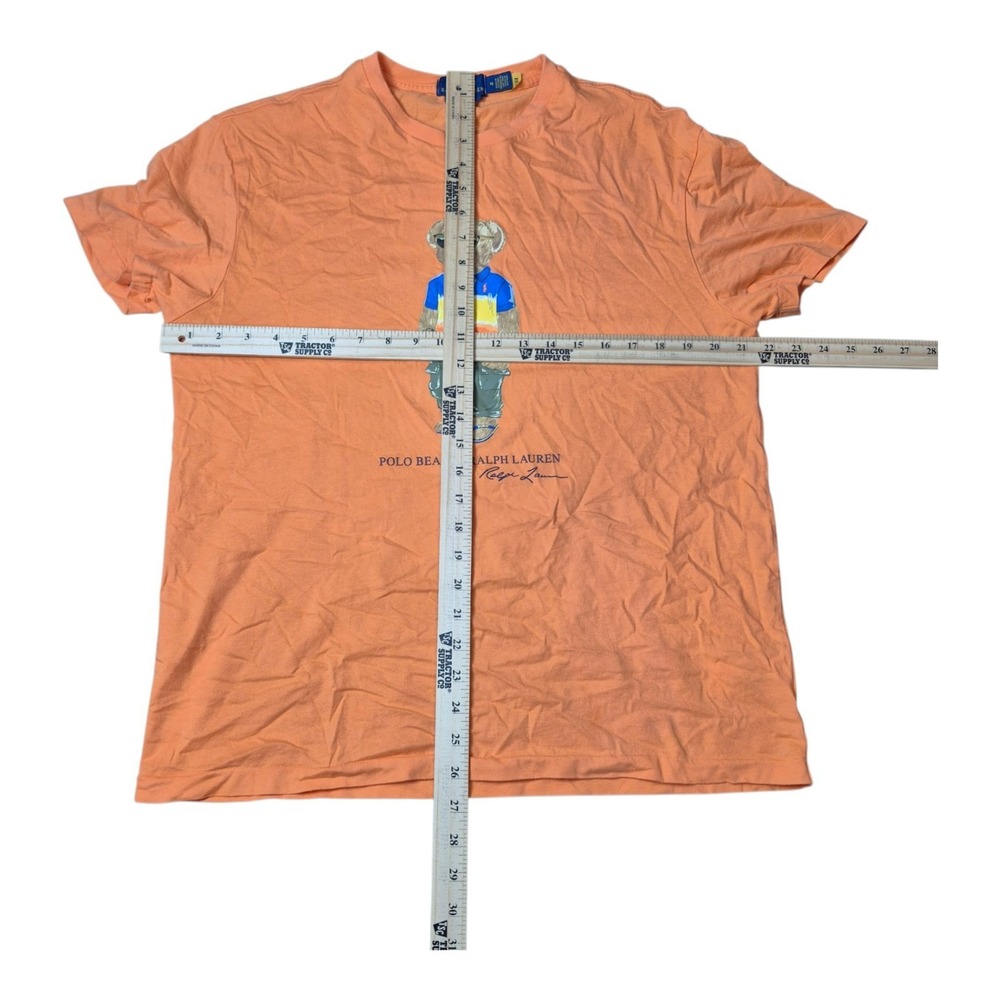 Polo Ralph Lauren Men's M Polo Bear Sunny Day Fun T Shirt Orange Graphic Tee - Picture 4 of 6
